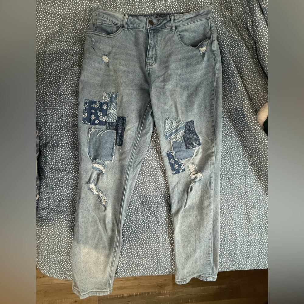 M Jeans by Maurices High Rise Blue Patchwork Jeans
